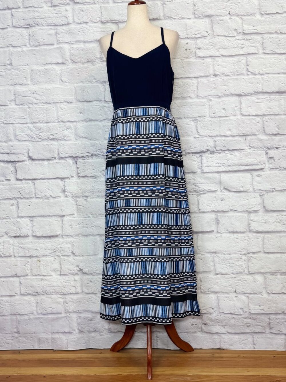J Crew Factory Navy Blue Geometric Print Sundress